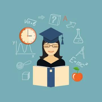 Flat design  for education time Stock Illustration