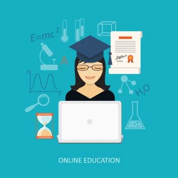 Flat design  for education time Stock Illustration