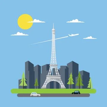 Flat design of Eiffel tower Stock Illustration