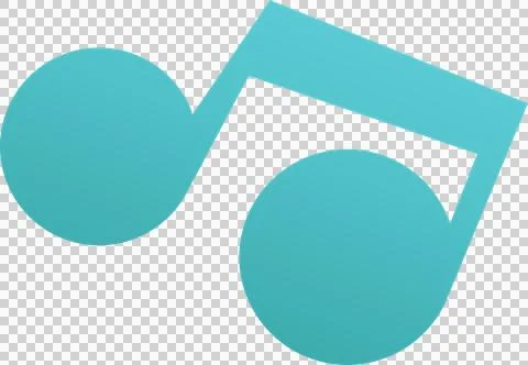 Flat design eighth notes icon floating on turquoise gradient with beam on Stockillustratie