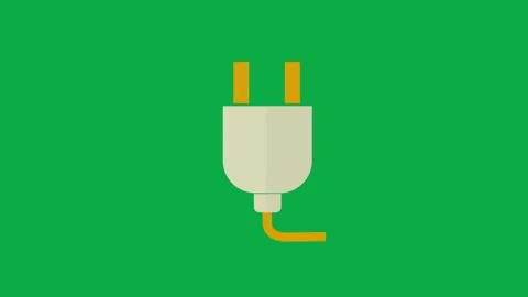 Flat design electric plug animation popping up on green screen background video Stock Footage 332475012