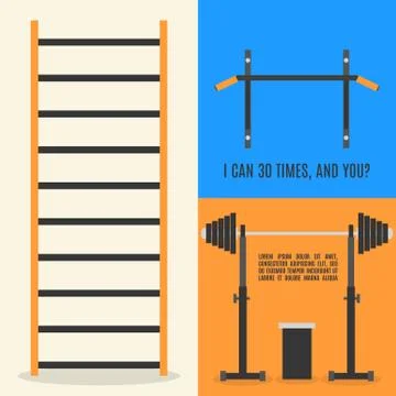 Flat design elements for gym and fitness, vector illustration. イラスト素材