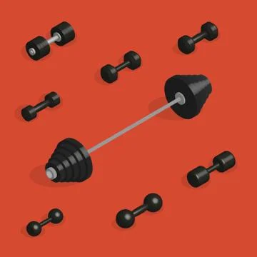 Flat design elements for gym and fitness in 3D, vector illustration. イラスト素材