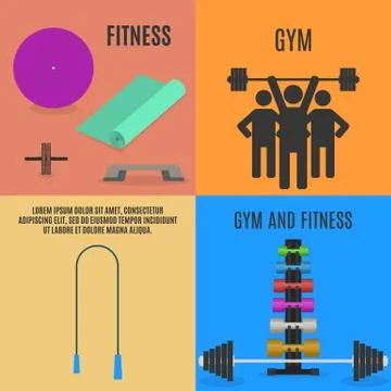 Flat design elements for gym and fitness, vector illustration. イラスト素材