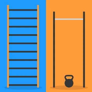 Flat design elements for gym and fitness, vector illustration. Illustrazione stock