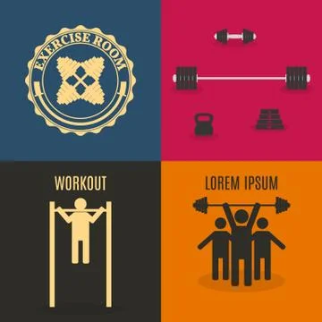 Flat design elements for gym and fitness, vector illustration. Illustrazione stock