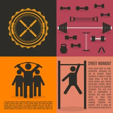 Flat design elements for gym and fitness, vector illustration. イラスト素材