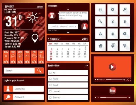 Flat design elements for mobile app Stock Illustration