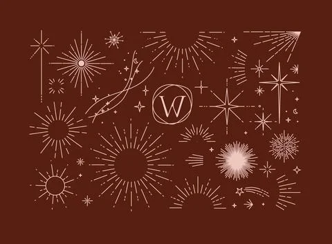 Flat design elements sun and sunbeams red Illustrazione stock