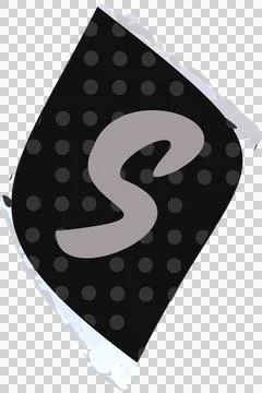 Flat design emblem is showing tilted polka dot panel with curved grey S on Stock Illustration