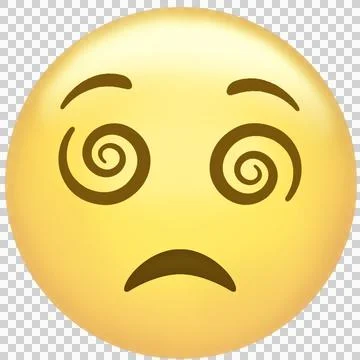 Flat design emoji face is showing confusion with spiral eyes and frown, Stock Illustration