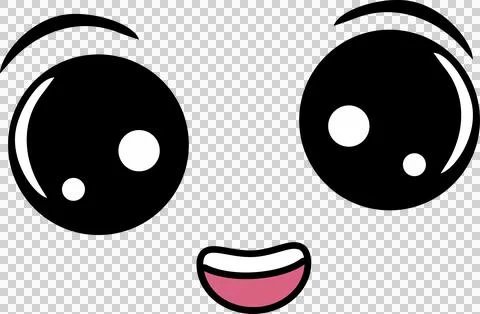 Flat design emoticon featuring shiny eyes, arched eyebrows, smiling mouth on Illustrazione stock