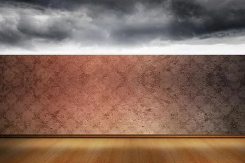 Flat design empty hall is featuring polished wooden floor, wall, white accent 스톡 일러스트