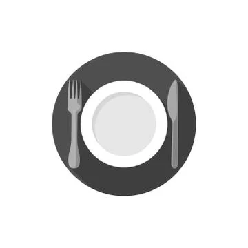 Flat design Empty plate with fork and knife Stock Illustration