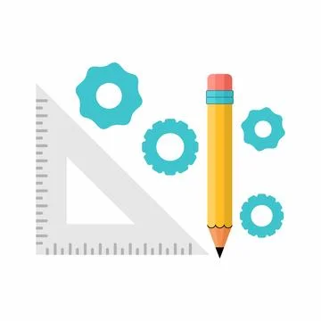 Flat Design Engineering and Creative Tools Icon Vector. Drafting ruler, a y.. イラスト素材