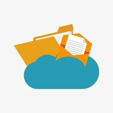 Flat design envelope and file folder on cloud vector illustratio 스톡 일러스트