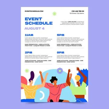 Flat design event schedule template Stock Illustration