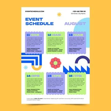 Flat design event schedule template Stock Illustration