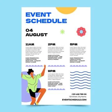Flat design event schedule template 스톡 일러스트