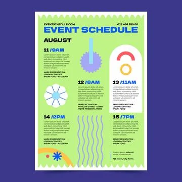 Flat design event schedule template Stock Illustration