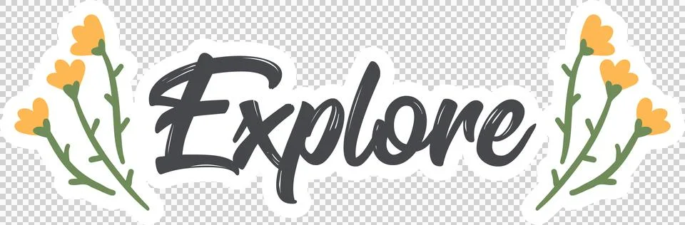 Flat design Explore script is floating on transparent background with green Stockillustratie