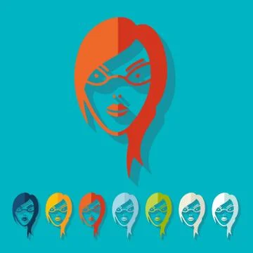 Flat design: face girl Stock Illustration