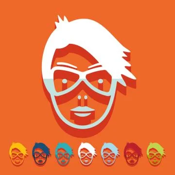 Flat design: face girl Stock Illustration