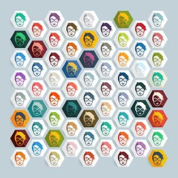 Flat design: face girl Stock Illustration