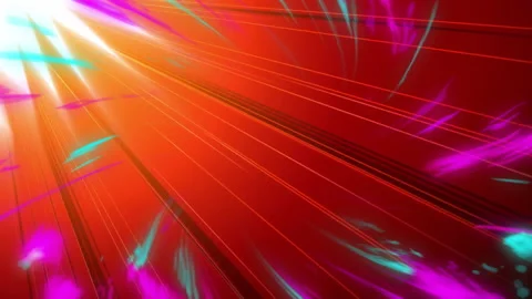 Flat design featuring diagonal light streaks pulsing across red gradient with Stock Footage 308025407