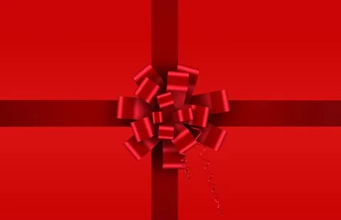 Flat design is featuring red bow with curled ribbon tails and crossed ribbons on Foto stock