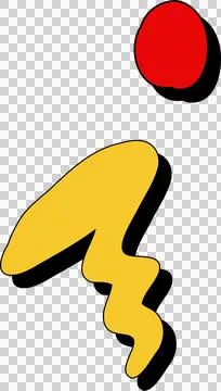 Flat design is featuring red circle floating over yellow organic shape on Stock Illustration