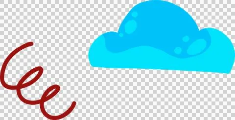 Flat design featuring red spiral line or cyan cloud shape with blue highlights Stock Illustration
