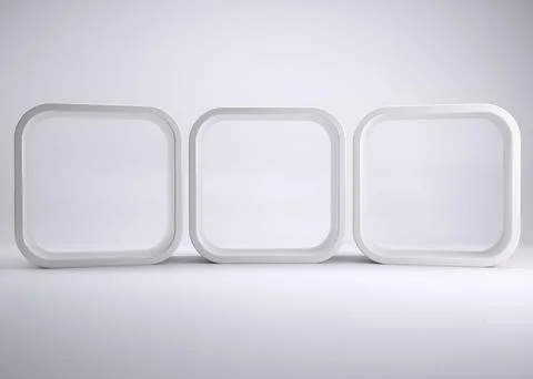 Flat design featuring three white blank rounded square panels with gradient Stock Photos