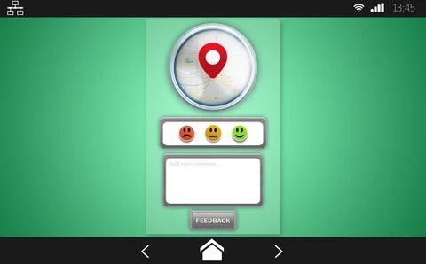 Flat-design feedback UI is showing map pin, feedback controls and UI icons on Stock Illustration