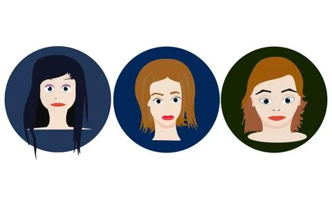 Flat design female head icon Stock Illustration