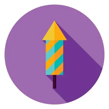 Flat Design Firework Petard Circle Icon Stock Illustration