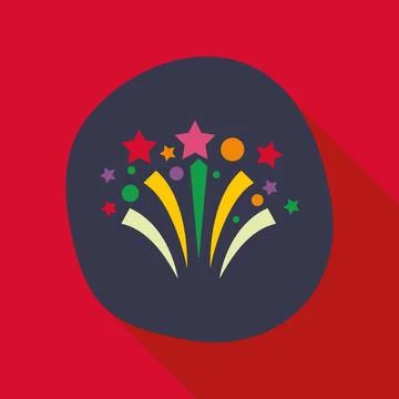 Flat design fireworks celebrating festive party event icon Stock Illustration