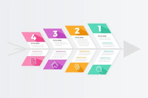 Flat design fishbone infographic Stock Illustration