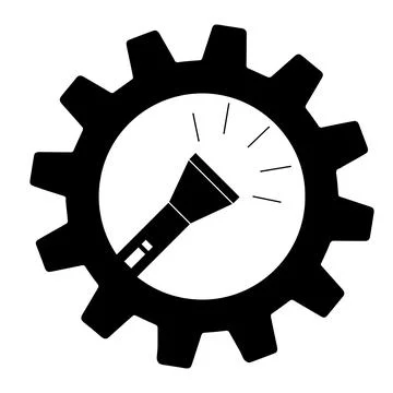 Flat design of Flashlight icon in gear simple work tool Иллюстрация