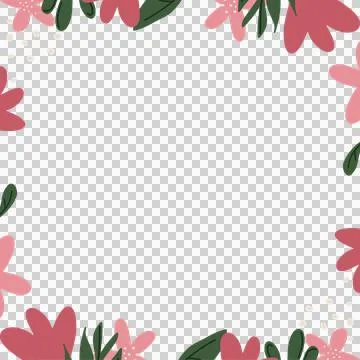 Flat design floral border is showing transparent background with pink red Stock Illustration