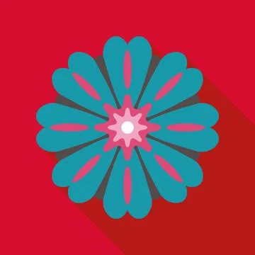 Flat design flower icon with long shadow Stock Illustration