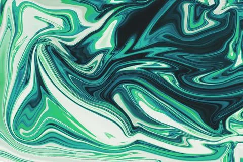 Flat design fluid swirl showing green teal black white marbling flowing on 库存插图