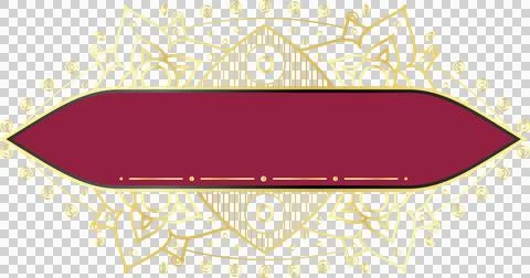 Flat design frame is featuring golden mandala motifs around maroon banner on Stock Illustration