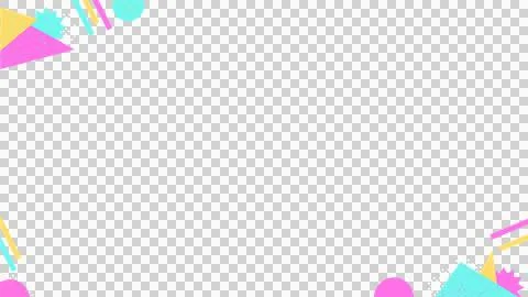 Flat design frame forming starbursts, pastel shapes and bars on transparent Stock Illustration