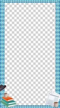 Flat design frame is showing center with books, mugs, hat, newspaper, clear イラスト素材