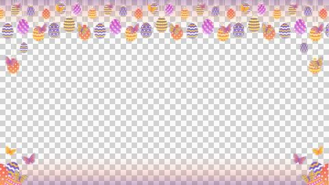 Flat design frame is showing Easter eggs and butterflies on transparent Illustrazione stock