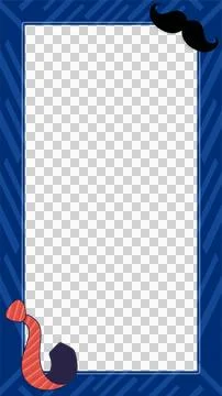 Flat design frame is showing mustache, red tie, blue border over transparent Ilustração Stock