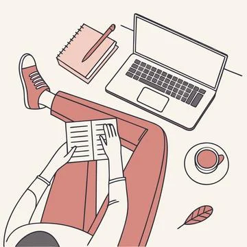 Flat Design Of Freelancer At Workspace vector illustration design 92 Stock Illustration