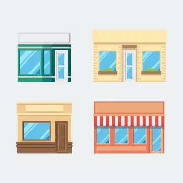 Flat design of front shop set Stock Illustration