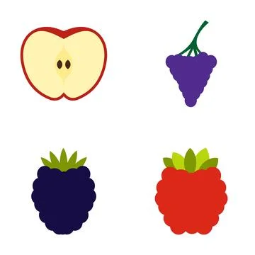 Flat design fruit icon set vector illustration Stock Illustration